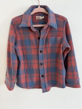 Faherty Boy's Legend Plaid Button-Up Sweater Shirt Jacket - Blue/Salmon Sz 4T